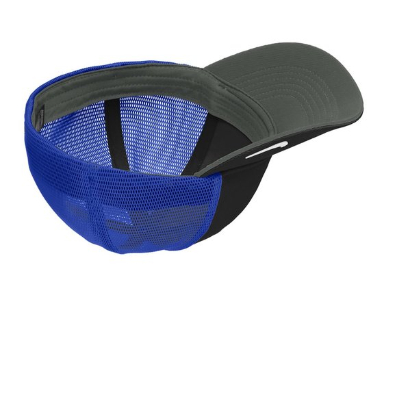 (NWT) Nike Dri Fit Mesh Curved Bill Hat Flex Fit Ball Cap Black on Blue - Picture 4 of 4